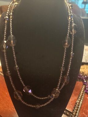 Layered Purple Bead Strand Necklace - Timeless Fashion Accent